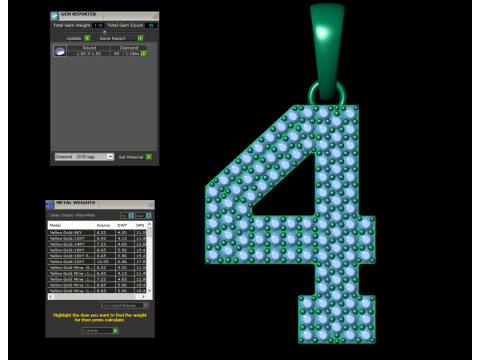 Number 4 Font Diamond Pendant Model do druku 3D
