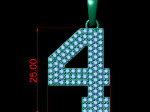 Number 4 Font Diamond Pendant Model do druku 3D