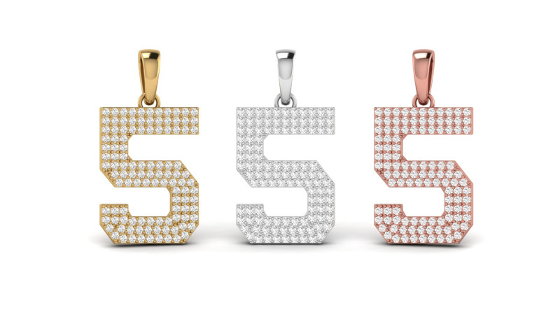 Number 5 Font Diamond Pendant 3D 打印模型 .c4d .max .obj .3ds .fbx .stl .blend