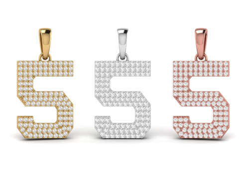 Number 5 Font Diamond Pendant 3D Print Model