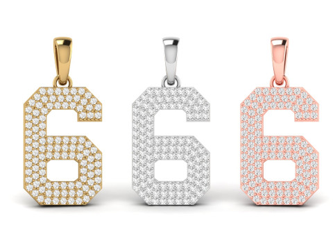 Number 6 Font Diamond Pendant 3D Print Model