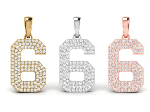 6 Numara Yazı Pırlanta Kolye 3D Baskı Modeli