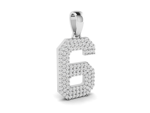 Number 6 Font Diamond Pendant Modèles 3D en vedette