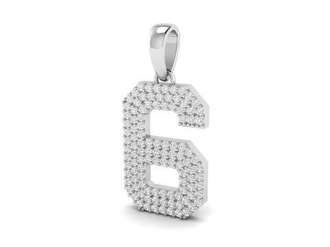 Number 6 Font Diamond Pendant Modèles 3D en vedette