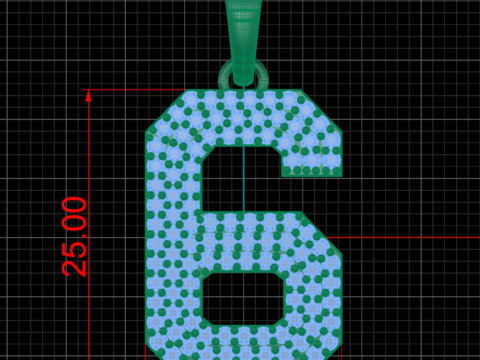 Number 6 Font Diamond Pendant Modèles 3D en vedette