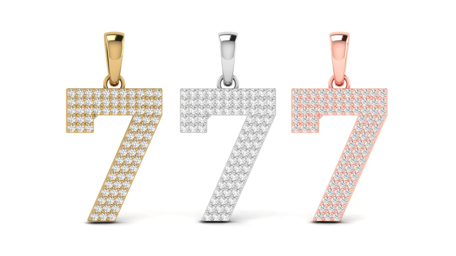 Number 7 Font Diamond Pendant 3D Print Model .c4d .max .obj .3ds .fbx .stl .blend