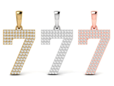 Number 7 Font Diamond Pendant 3D 프린트 모델