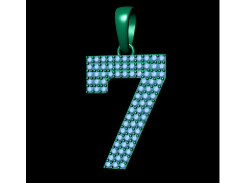 Number 7 Font Diamond Pendant 3D Print Model