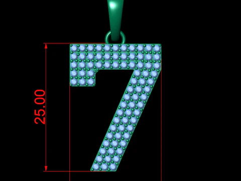 Number 7 Font Diamond Pendant 3D Print Model