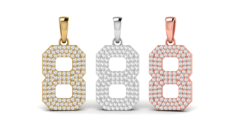 Number 8 Font Diamond Pendant 3D 打印模型 .c4d .max .obj .3ds .fbx .stl .blend