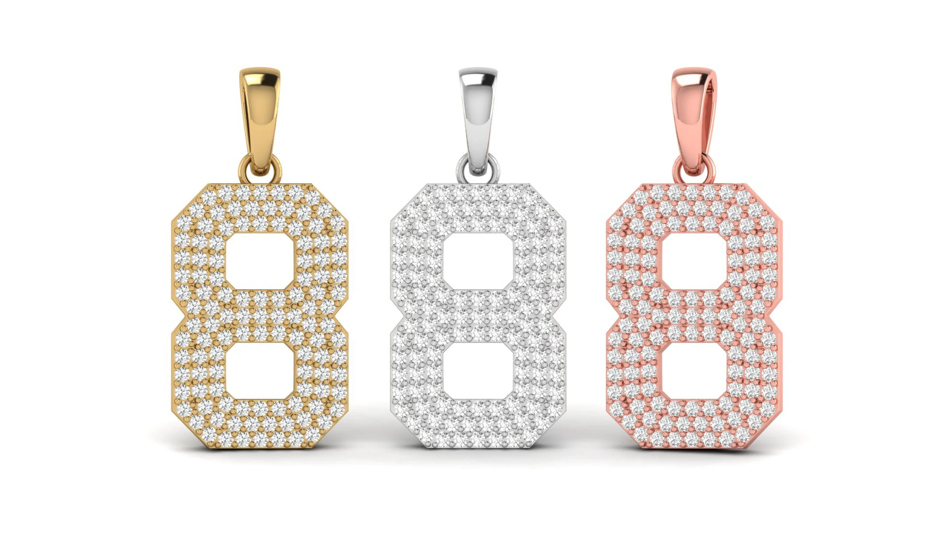 Number 8 Font Diamond Pendant 3D Print Model .c4d .max .obj .3ds .fbx .stl .blend 
