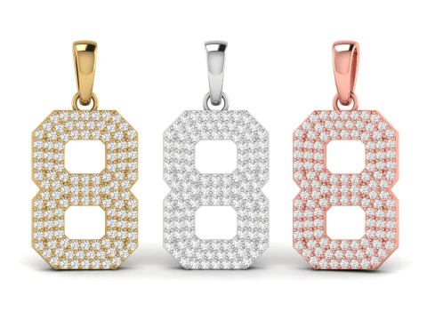 8 Numara Yazı Tipi Pırlanta Kolye 3D Baskı Modeli