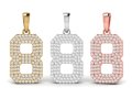 Number 8 Font Diamond Pendant Modèles 3D en vedette