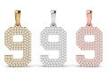 Number 9 Font Diamond Pendant Modèles 3D en vedette