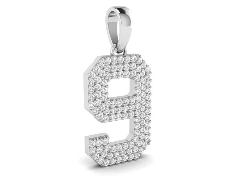 Number 9 Font Diamond Pendant 3D Print Model