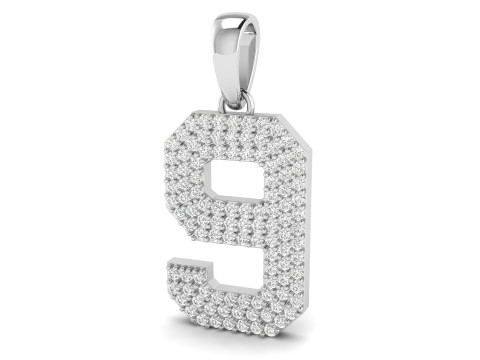 Number 9 Font Diamond Pendant Model Cetak 3D