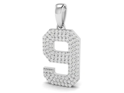 Number 9 Font Diamond Pendant 3D Print Model