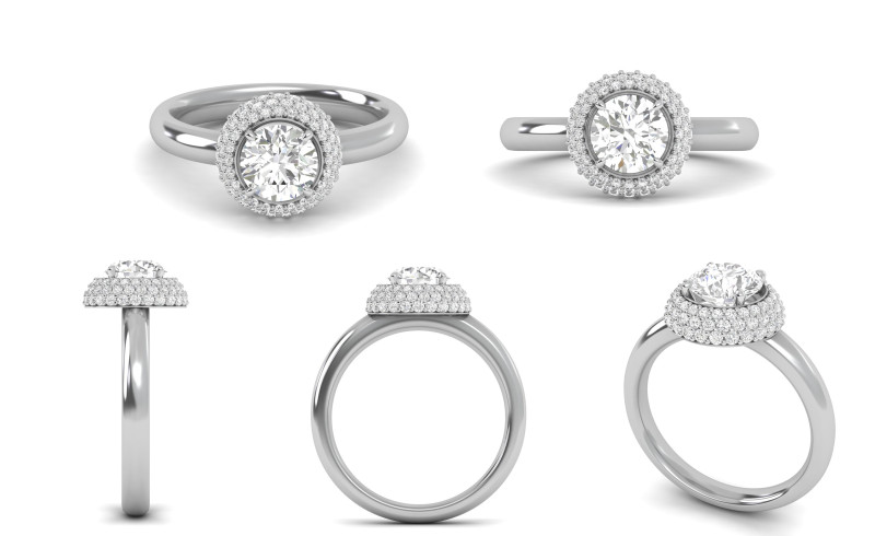 Diamond Solitare Ring Combination Setting Model do druku 3D .c4d .max .obj .3ds .fbx .stl .blend