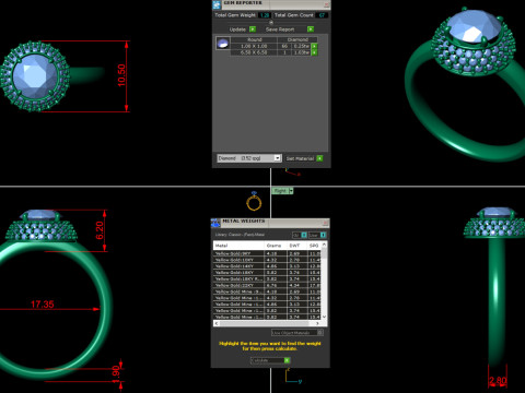Diamond Solitare Ring Combination Setting Model do druku 3D