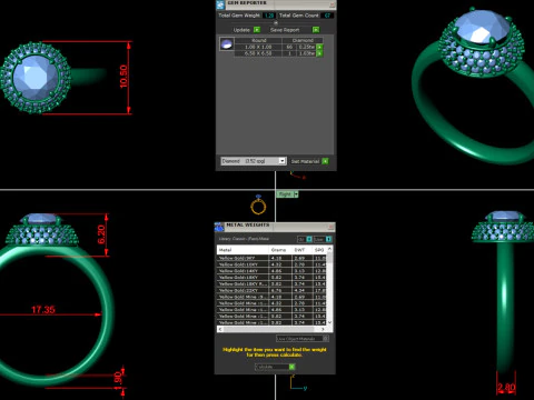 Diamond Solitare Ring Combination Setting 3D Print Model