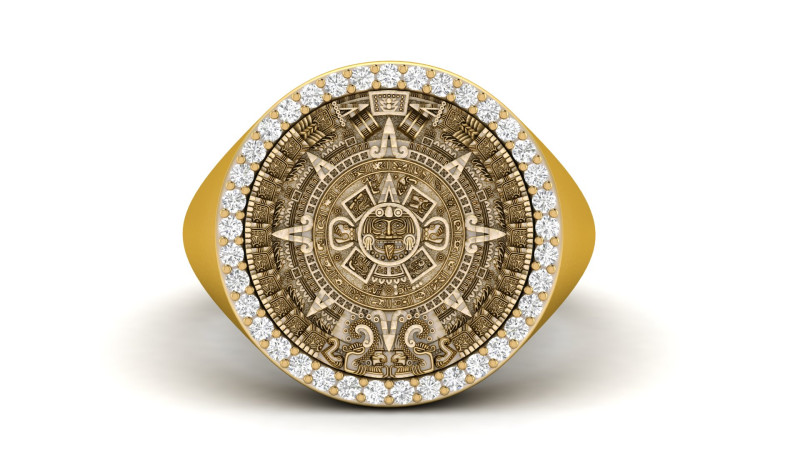 Diamond Mayan Calendar Ring 3D 打印模型 .c4d .max .obj .3ds .fbx .stl .blend