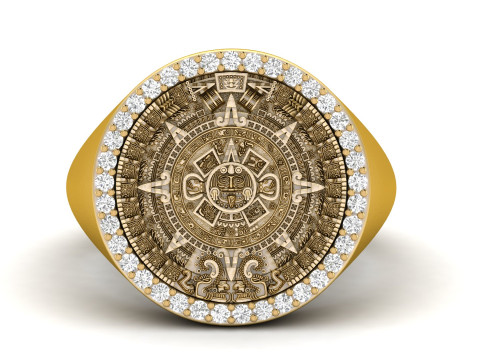 Diamond Mayan Calendar Ring 3D Print Model