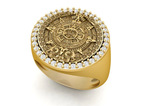 Diamond Mayan Calendar Ring 3D Print Model