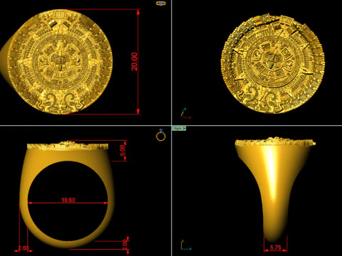 Mayan Calendar Ring 3D Print Model