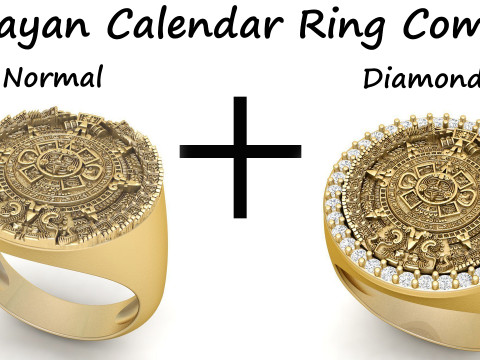 Mayan Calendar Ring Combo 3D Print Model