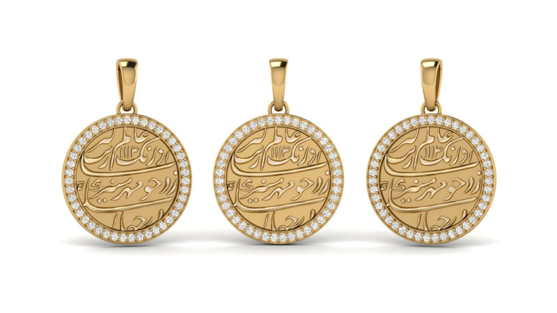 Mughal Coin Currency Diamond Pendant Modello di stampa 3D .c4d .max .obj .3ds .fbx .stl .blend 