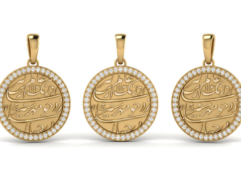 Mughal Coin Currency Diamond Pendant 3D Принт Модель