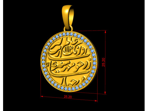 Mughal Coin Currency Diamond Pendant Modello di stampa 3D