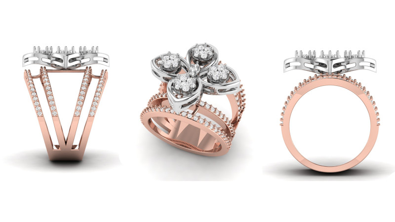Flower Diamond Cocktail RIng 3D-Druckmodell .c4d .max .obj .3ds .fbx .stl .blend