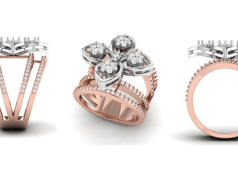 Flower Diamond Cocktail RIng 3D Принт Модель
