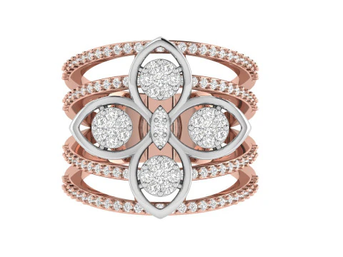 Anel de coquetel flor diamante Modelo de Impressão 3D