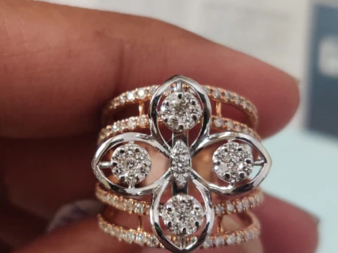 Anel de coquetel flor diamante Modelo de Impressão 3D