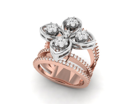 Flower Diamond Cocktail RIng 3D-Druckmodell