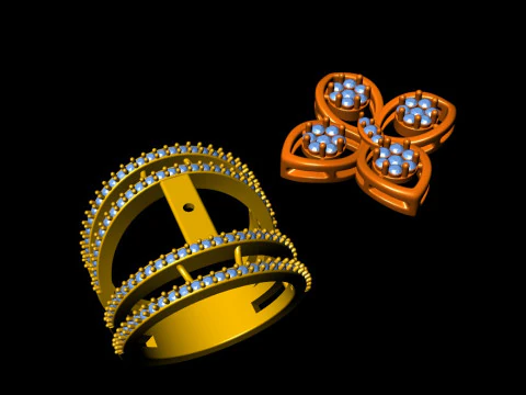 Anel de coquetel flor diamante Modelo de Impressão 3D