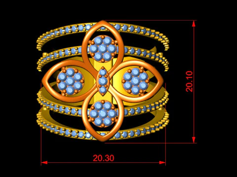 Anel de coquetel flor diamante Modelo de Impressão 3D