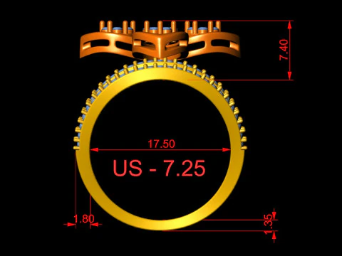 Anel de coquetel flor diamante Modelo de Impressão 3D