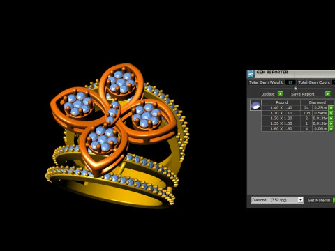 Anel de coquetel flor diamante Modelo de Impressão 3D