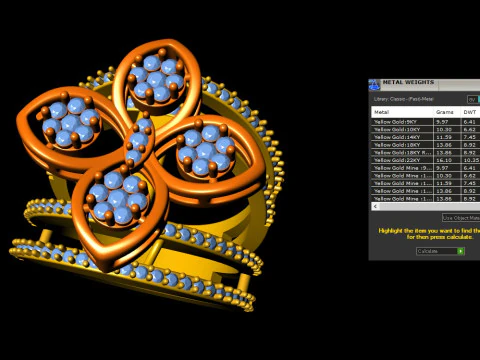Anel de coquetel flor diamante Modelo de Impressão 3D