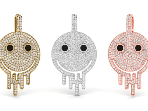 Mutlu Eriyen Y&uuml;z Kolye Emoji 3D Baskı Modeli