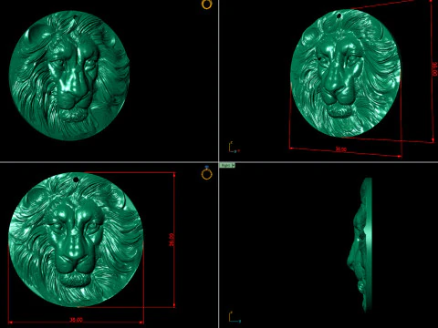 Lion Bead Pendant 3D Print Model