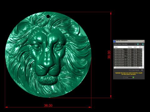 Lion Bead Pendant 3D Print Model
