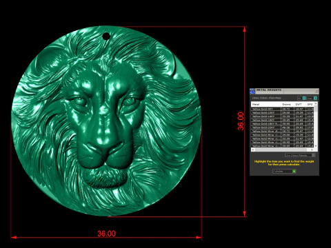Lion Bead Pendant 3D Print Model