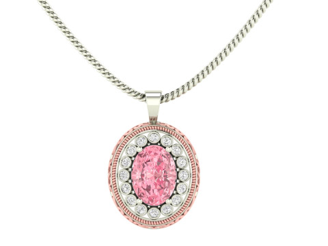 Oval Fligree Flower Pendant Model Cetak 3D