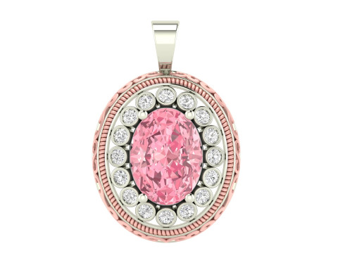Oval Fligree Flower Pendant Model Cetak 3D