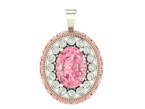 Oval Fligree Flower Pendant 3D Print Model