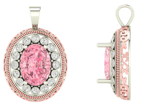 Oval Fligree Flower Pendant Model Cetak 3D